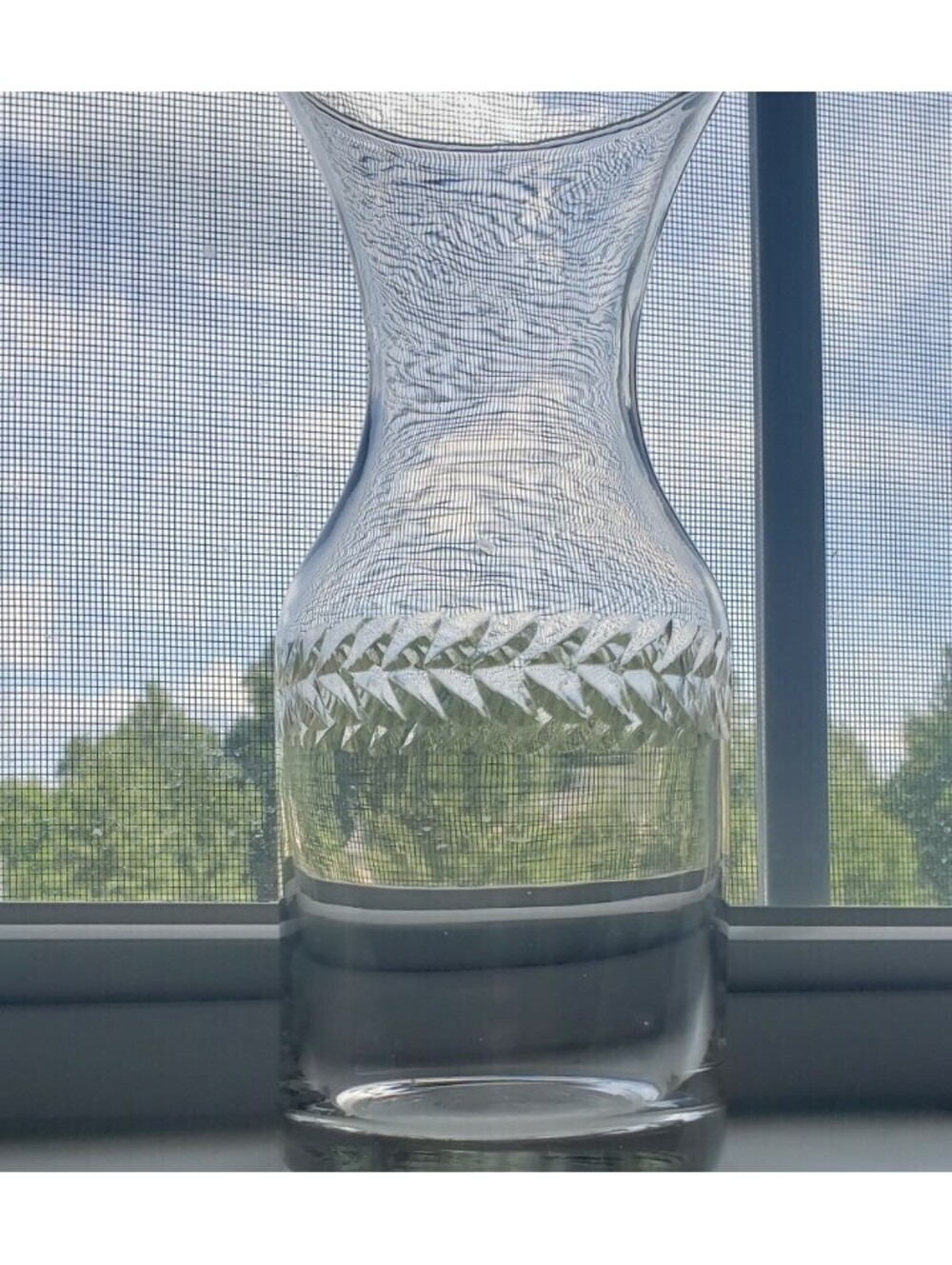MCM Glass Carafe Decanter Bottle Classic Etched Design VTG Cottagecore